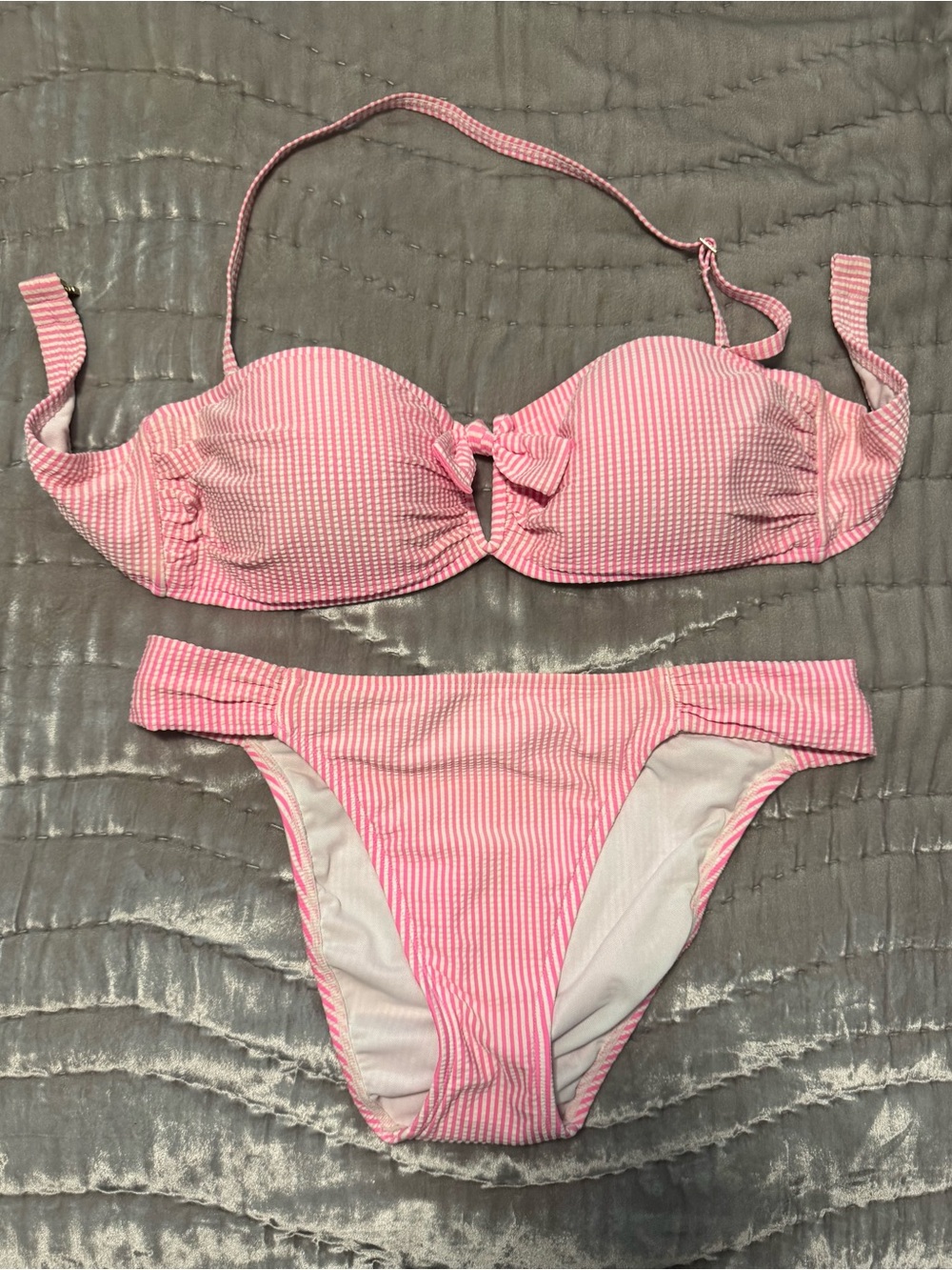 Lily Pulitzer Pink Seersucker Striped Bikini Set